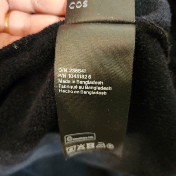 COS Hooded Sweatshirt Dress Black 100% Cotton Pocket Long Slv Women S Sporty - Picture 15 of 16